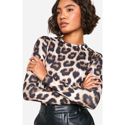 Body Tall De Manga Larga Con Estampado De Leopardo - boohoo - Modalova