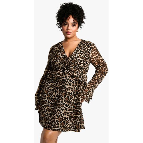 Plus Woven Animal Print Smock Dress - boohoo - Modalova