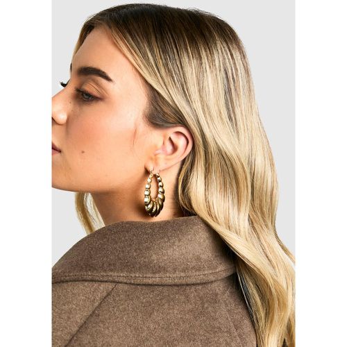 Pendientes De Aro Oversize De Canalé Con Incrustaciones - boohoo - Modalova