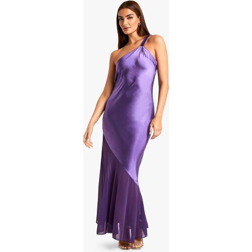 Vestito maxi asimmetrico in misto raso e chiffon - boohoo - Modalova