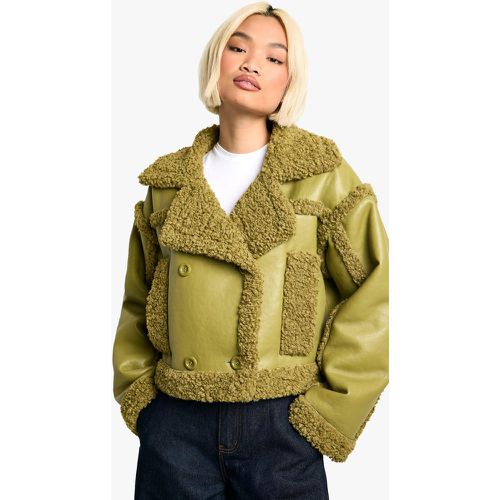 Chaqueta De Aviador Con Ribete De Borreguito Sintético - boohoo - Modalova