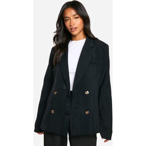 Blazer Petite a doppiopetto, Nero - boohoo - Modalova