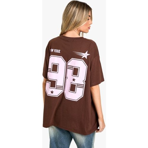 Camiseta Oversize Con Estampado Gráfico No. 98 - boohoo - Modalova