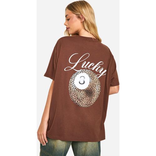 T-shirt oversize con grafica di palline Lucky *8 - boohoo - Modalova