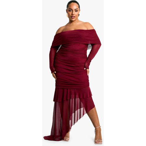 Vestito Plus Size glitterato con spalline imbottite e ruches - boohoo - Modalova