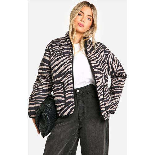 Zebra Print Padded Jacket, Negro - boohoo - Modalova