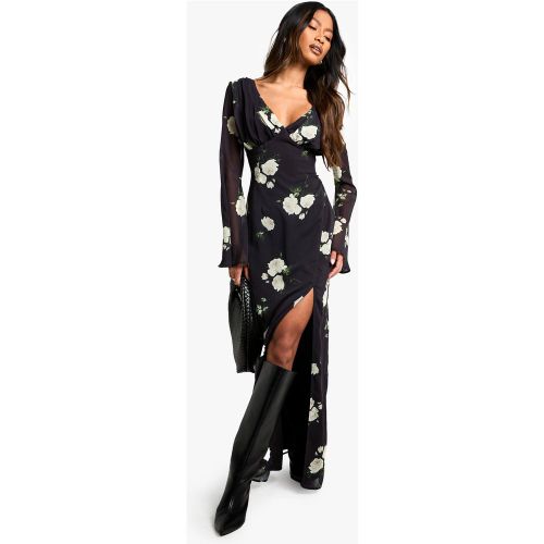 Vestito maxi in chiffon a fiori con scollo profondo - boohoo - Modalova