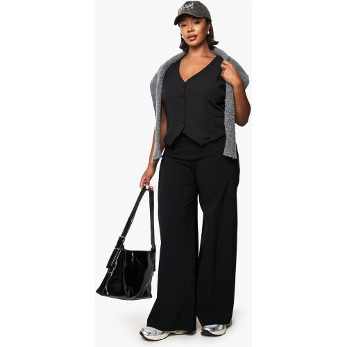 Pantaloni sartoriali Plus Size in bengalina a gamba ampia - boohoo - Modalova