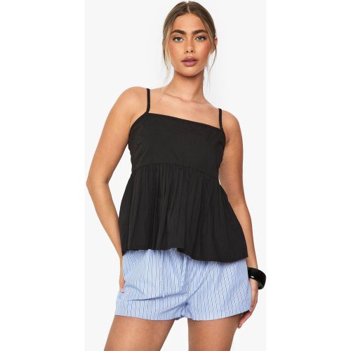 Camisola De Algodón Popelina Con Volante - boohoo - Modalova