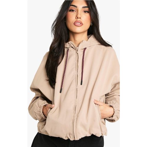 Chaqueta Con Capucha Y Atadura En Contraste - boohoo - Modalova