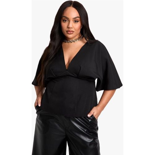 Top Plus Size smanicato con maniche a sbuffo e angelo - boohoo - Modalova