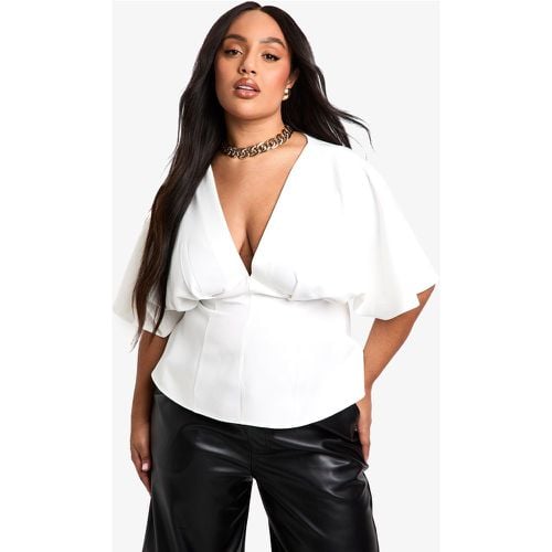 Top Plus Size smanicato con maniche a sbuffo e angelo - boohoo - Modalova