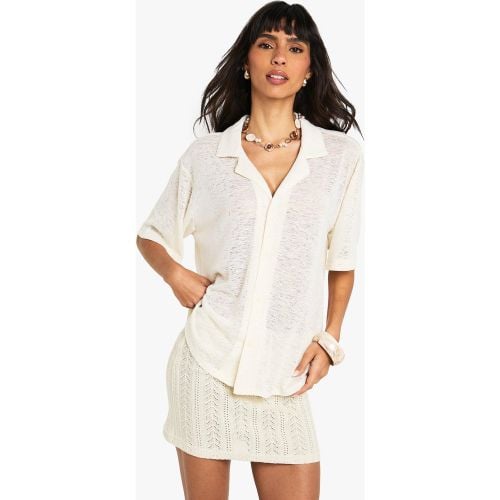 Camicia in maglia semi-trasparente con trama - boohoo - Modalova