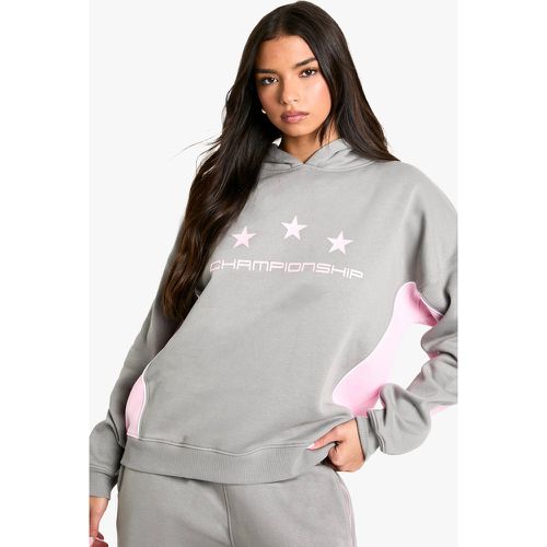 Felpa oversize a blocchi di colore con slogan Championship Star - boohoo - Modalova