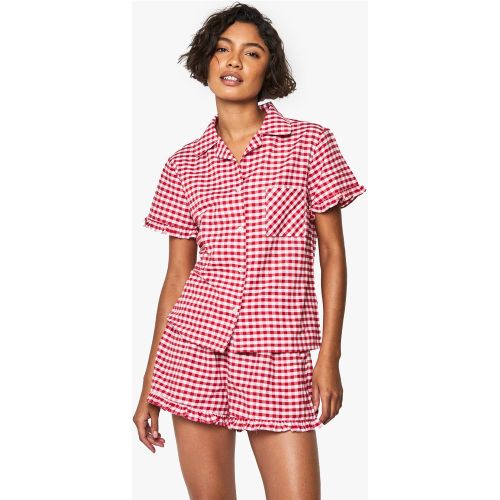 Pijama Tall De Pantalón Corto Con Volante Y Cuadros Vichy - boohoo - Modalova