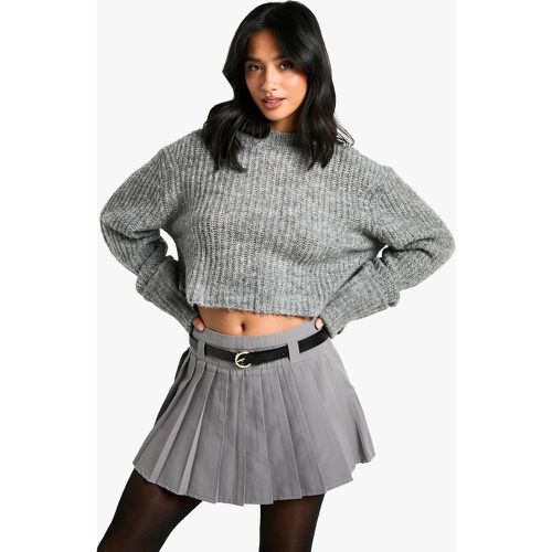 Minifalda Petite Plisada De Tela Con Cinturón - boohoo - Modalova