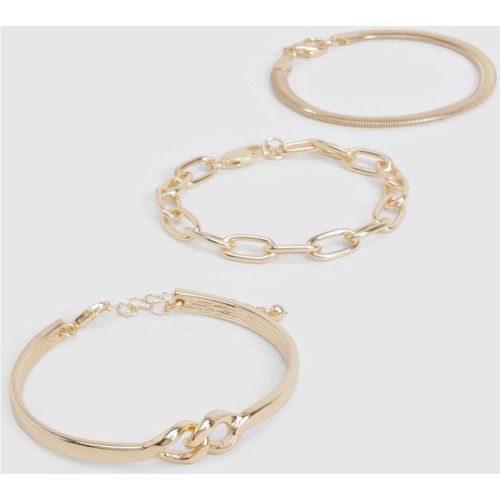 Pack De 3 Pulseras De Cadena - boohoo - Modalova