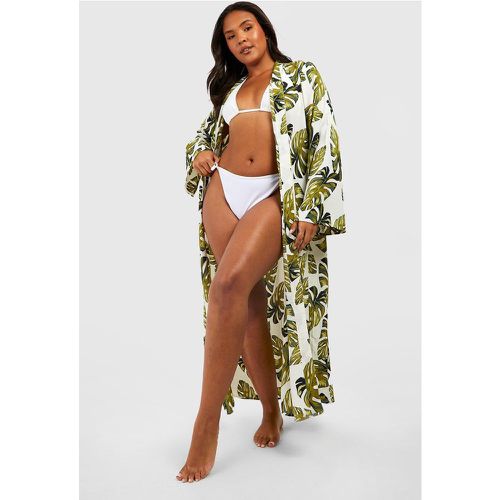 Kimono Plus Size con stampa di palme - boohoo - Modalova