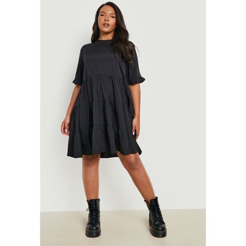 Vestido Plus Holgado De Tela, Negro - boohoo - Modalova