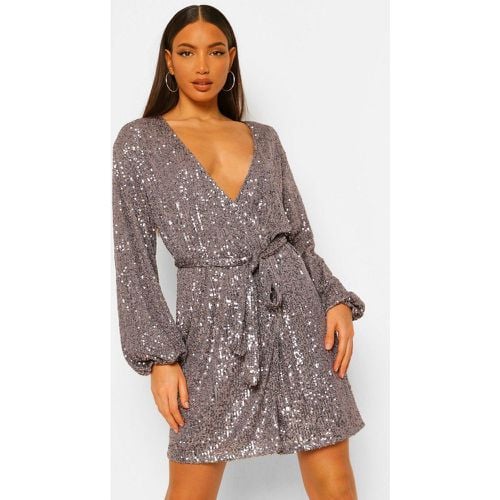 Vestido Tall De Lentejuelas Con Cinturón - boohoo - Modalova