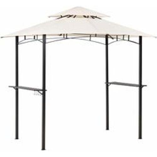 Berdachung aus Metallrahmen mit Haken und Regalen Gartenpavillon Beige Stoff Schwarz Stahl 240 x 148 cm - BELIANI - Modalova