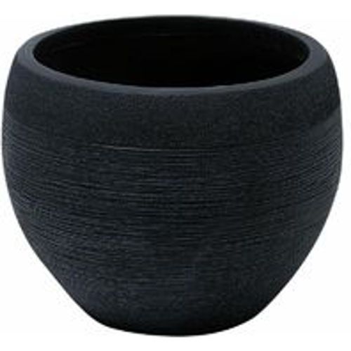 Blumentopf Schwarz Lehm-Faser-Mischung 38 x 38 x 30 cm Rund Beton-Optik Pflanzkübel Modern Skandi Terrasse Balkon Garten Ausstattung Zubehör - BELIANI - Modalova