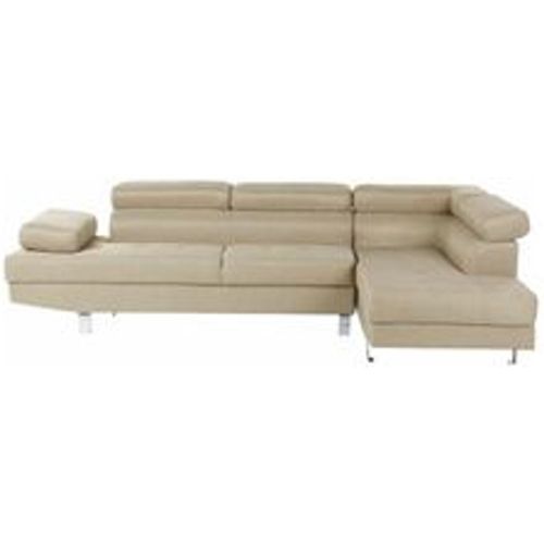 Sitzer Ecksofa Hellbeige Stoffbezug L-Förmig mit Chaiselongue Linksseitig Verstellbare Kopfstützen Klassisch Modern Wohnzimmer Polstersofa - BELIANI - Modalova