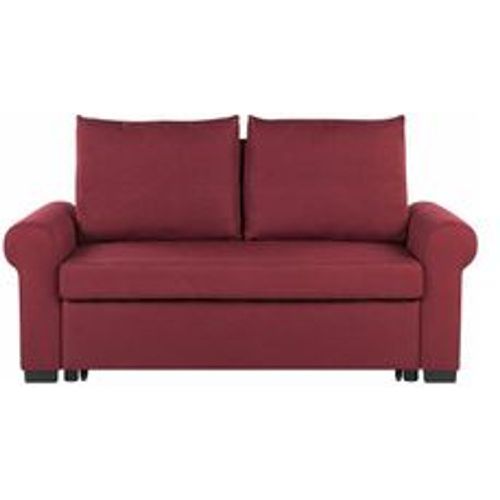 Sitzer Sofa Rot Stoffbezug Ausziehbar mit Schlaffunktion Rückenkissen Niedrige Armlehnen Retro-Stil Wohnzimmer Ausstattung Schlafsofa - BELIANI - Modalova