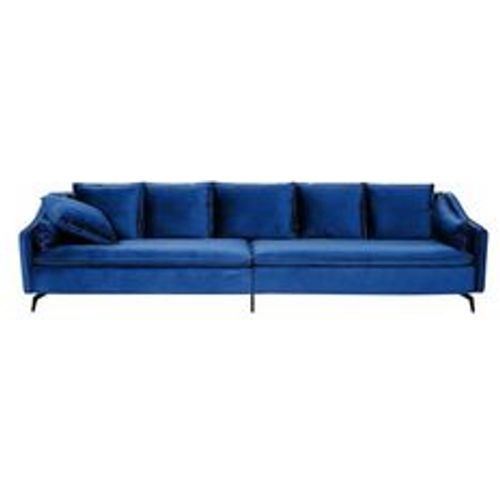 Sofa Marineblau Samt 4-Sitzer mit Vielen Kissen Hohen Beinen Glamourös Modern Wohnlandschaft Wohnzimmer Möbel Sitzmöbel - BELIANI - Modalova