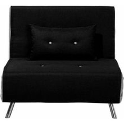 Sofa Schwarz Stoffbezug mit Schlaffunktion 1 Dekokissen Silberne Edelstahlbeine Schlafsofa Gästebett Modern Wohnzimmer Ausstattung Möbel - BELIANI - Modalova