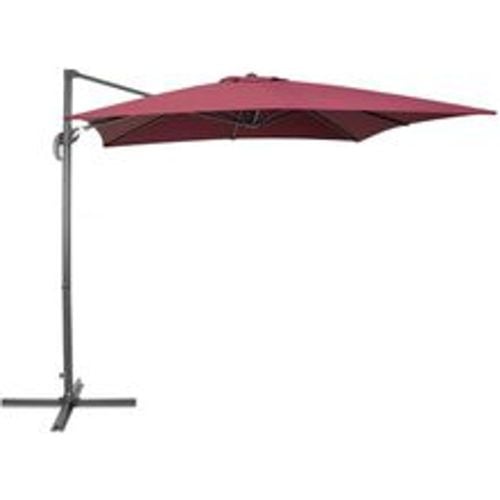 Sonnenschirm Rot Polyester quadratische Form 250 x 250 x 235 cm Terrasse Balkon Garten - BELIANI - Modalova