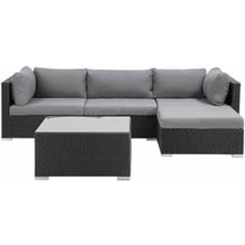 Gartenmöbel Set Schwarz Polyrattan und Aluminium 4-Sitzer Linkssseitig Minimalistisch Modern Gartenausstattung Terrasse Outdoor - BELIANI - Modalova