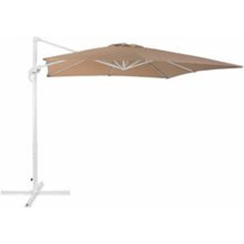 Sonnenschirm Sandbeige Polyester quadratische Form 250 x 250 x 235 cm Terrasse Balkon Garten - BELIANI - Modalova