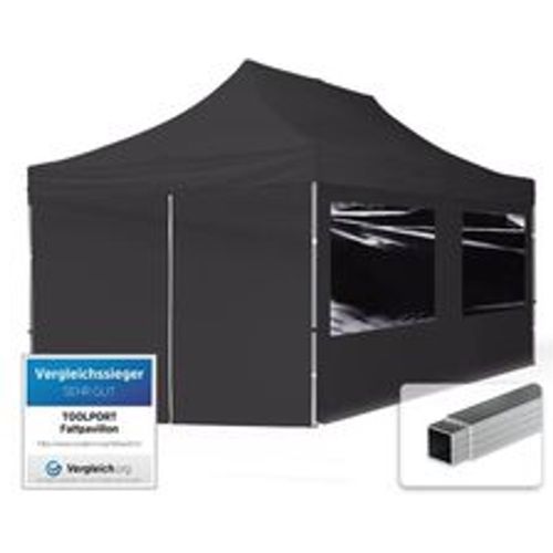 X6 m Faltpavillon, economy Alu 32mm, Seitenteile mit Panoramafenstern, schwarz - Fashion24 DE - Modalova