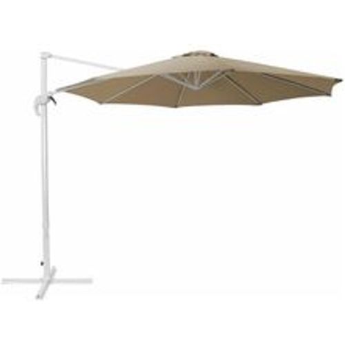 Ampelschirm Sandbeige/Weiß Polyester ⌀ 300 cm Garten Terrasse Balkon - BELIANI - Modalova