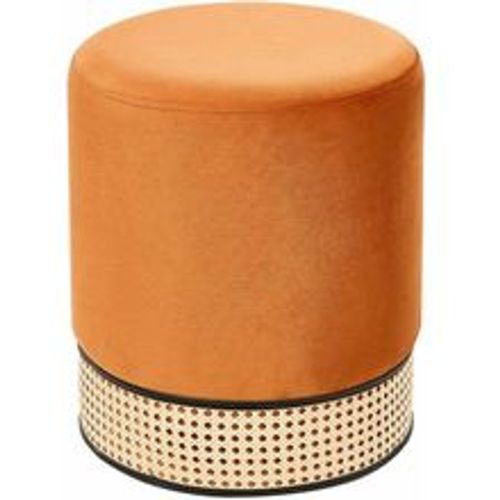 Pouf Orange Samt ⌀ 35 cm mit Wiener-Geflecht Rund Einfarbig Modern Glamourös Sitzhocker Ottoman Fußhocker Schemel für Wohnzimmer - BELIANI - Modalova