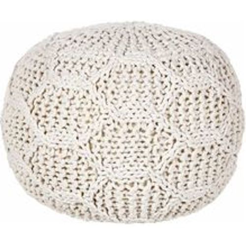 Pouf Hellbeige aus Baumwolle Makramee 50 x 50 x 35 cm Rund Boho Stil Wohnaccessoires für Wohnzimmer Schlafzimmer Flur - BELIANI - Modalova