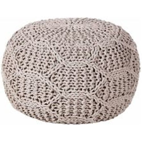 Pouf Taupe aus Baumwolle Makramee 50 x 50 x 35 cm Rund Boho Stil Wohnaccessoires für Wohnzimmer Schlafzimmer Flur - BELIANI - Modalova