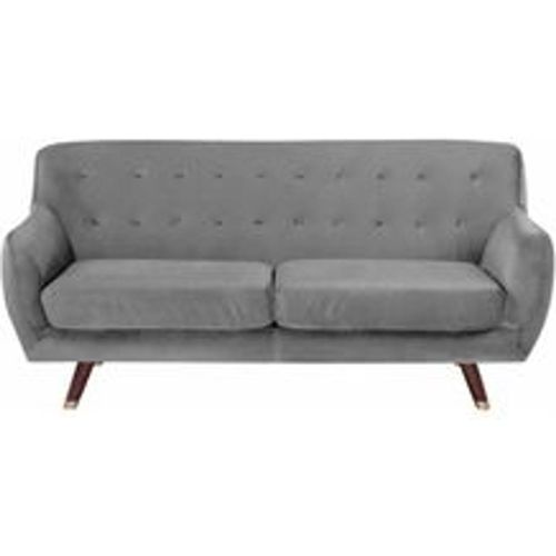 Sofa Grau Samtstoff 3-Sitzer Minimalistisch Retro Wohnzimmer - BELIANI - Modalova