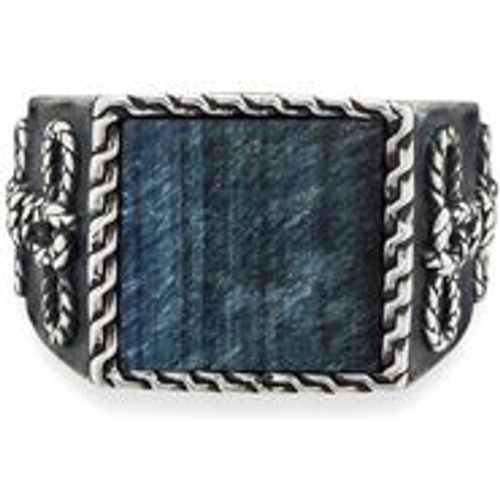 Ring 925/- Sterling Silber Tigerauge blau Mattiert 3,00ct (Größe: 066 (21,0)) - CAI - Modalova
