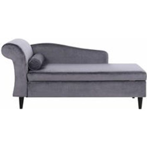 Chaiselongue Linksseitig Dunkelgrau Samtstoff Holzfüße Glamourös Retro Mit Zierkissen - BELIANI - Modalova