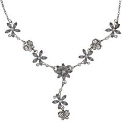 Modeschmuck Collierkette Metall Y-Collier silberf. Mit Blumen und Schmetterlingen - Steuer - Modalova