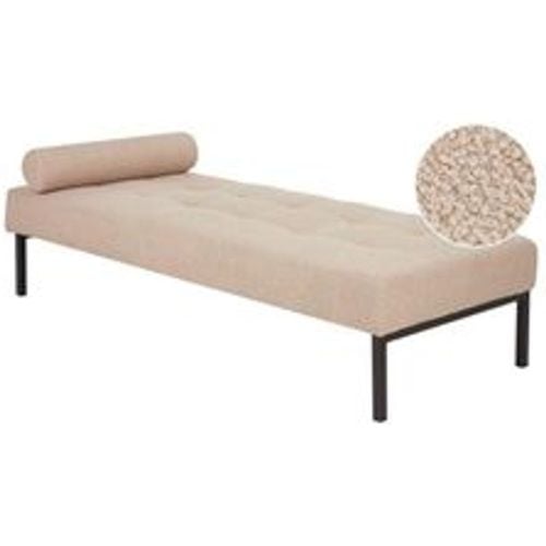 Chaiselongue Beige Bouclé-Stoffbezug Gesteppt mit Kissen Metallgestell Modern Liegesessel Relaxliege für Wohnzimmer Schlafzimmer Indoor - BELIANI - Modalova