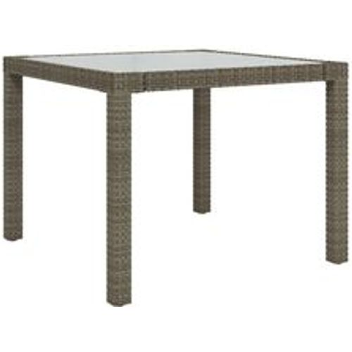 Gartentisch 90x90x75 cm Gehärtetes Glas Poly Rattan Grau - VIDAXL - Modalova