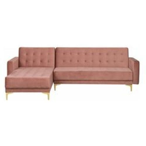 Ecksofa Rosa Samtstoff L-Förmig Rechtsseitig Schlaffunktion Klassisch Wohnzimmer - BELIANI - Modalova