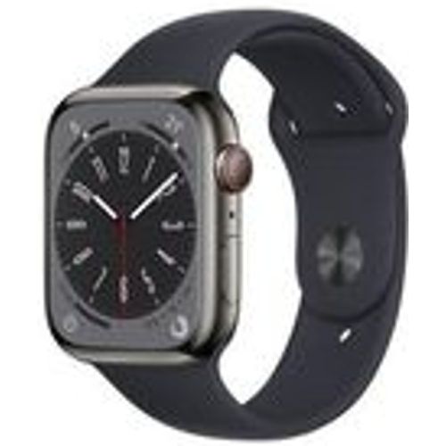 Watch Series 8 (2022) GPS + Cellular 45 mm - Rostfreier Stahl Graphit - Sportarmband Schwarz - Apple - Modalova