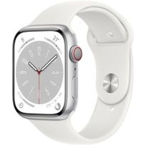 Watch Series 8 (2022) GPS + Cellular 45 mm - Aluminium Silber - Sportarmband Weiß - Apple - Modalova