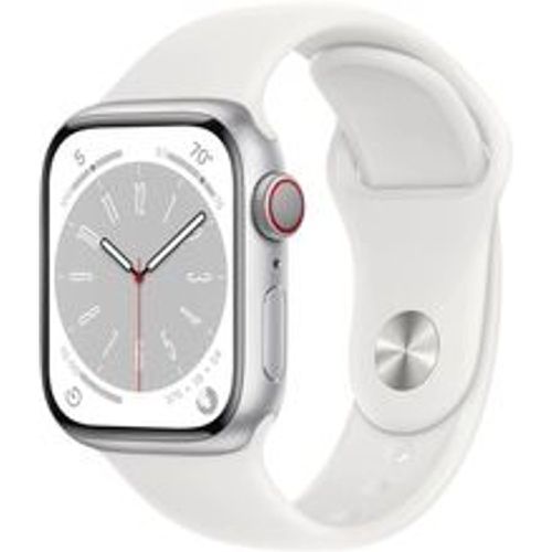 Watch Series 8 (2022) GPS + Cellular 41 mm - Aluminium Silber - Sportarmband Weiß - Apple - Modalova