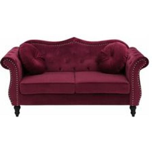 Sofa Burgunderrot Samtstoff 2-Sitzer Chesterfield Stil Retro Zierkissen Wohnzimmer - BELIANI - Modalova