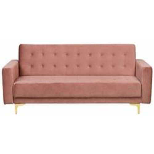 Sofa Rosa Samtstoff 3-Sitzer Schlaffunktion Klassisch Wohnzimmer - BELIANI - Modalova